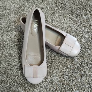 Hotter Comfort Concept Chantel nude beige leather bow toe ballet flats
